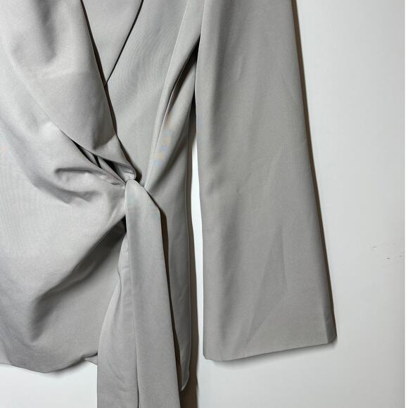Club L London Gray Wrap Tie Detail Relaxed Blazer Gray Size 2 Celeb Style - Picture 6 of 16